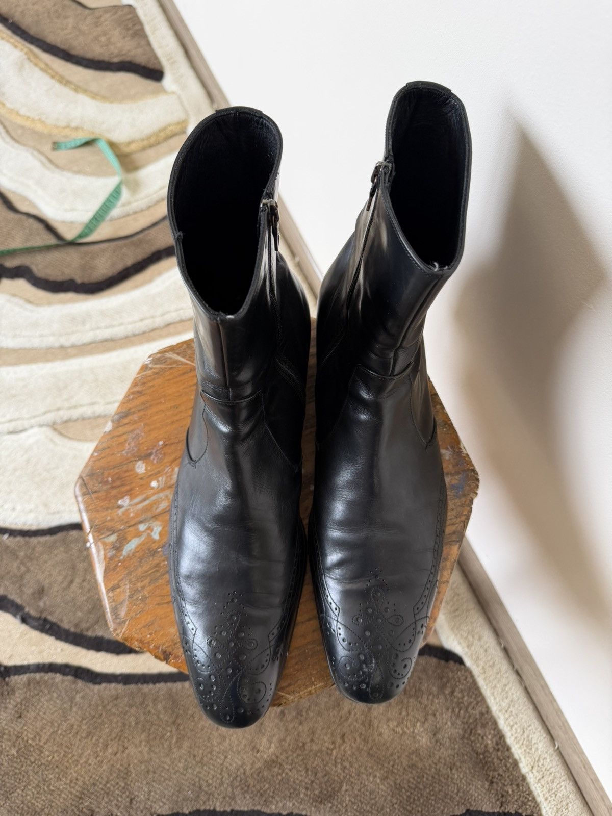 Prada Vintage Prada Black Leather Hi-Top Boots Y2K Luxury Size US 10 / EU 43 - 4 Thumbnail