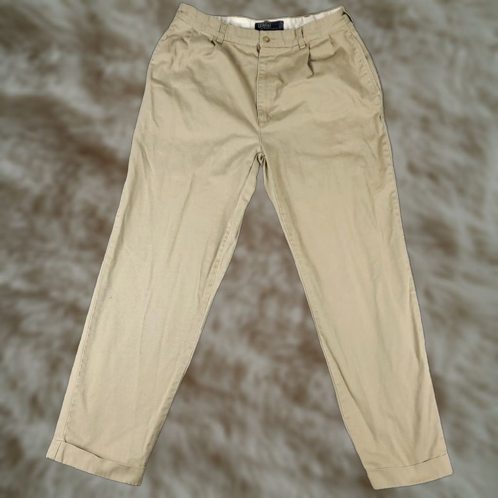 Ralph Lauren Ralph Lauren Chino Pants Mens 36x31 Beige Pleated Straight Leg Casual Workwear Size US 36 / EU 52 - 1 Thumbnail