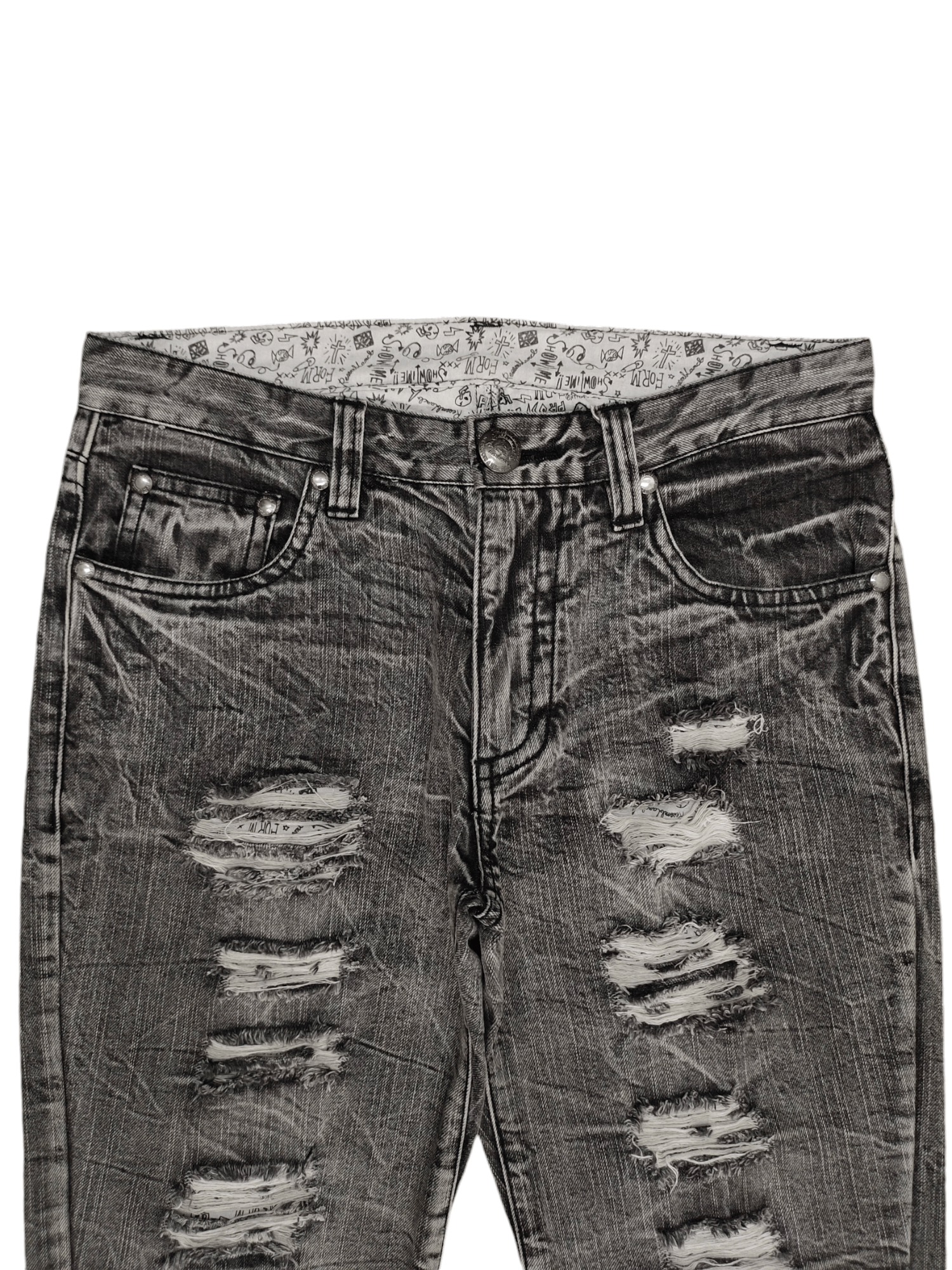 Comme des Garcons × Undercover Vintage Y2k Assured Joy Clawmark Distress Faded Denim Jeans Size US 32 / EU 48 - 2 Thumbnail