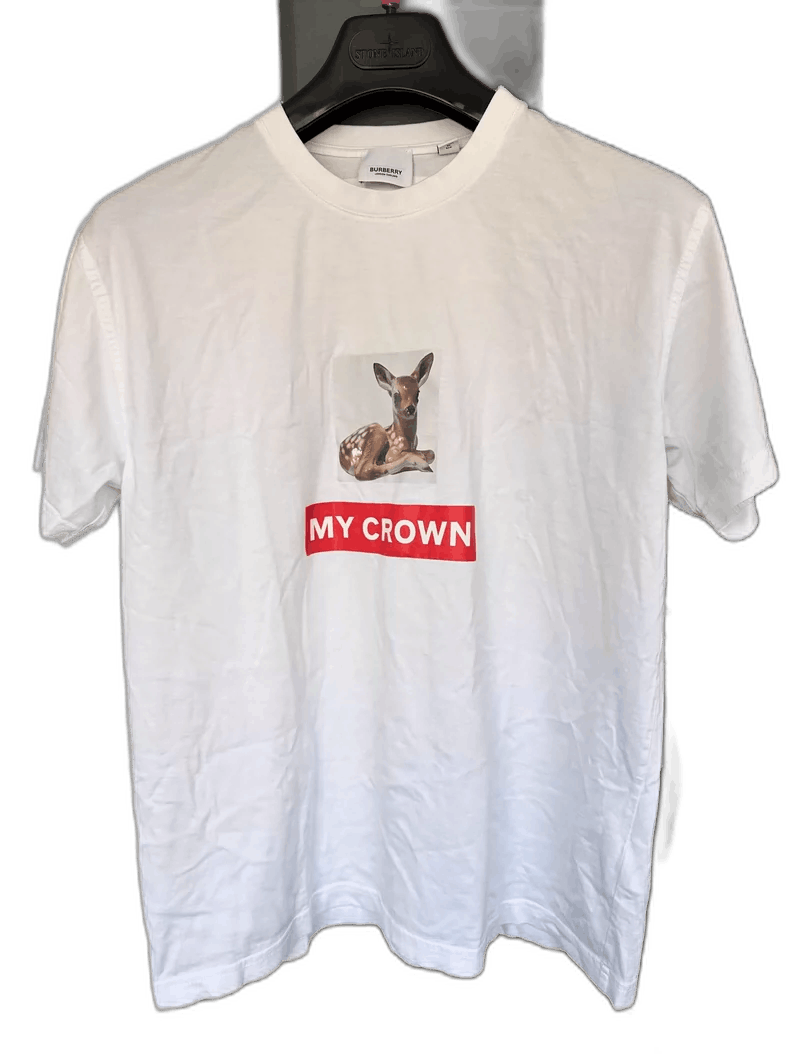 Burberry Burberry White T-Shirt with Deer Print Size US XS / EU 42 / 0 - 1 Thumbnail