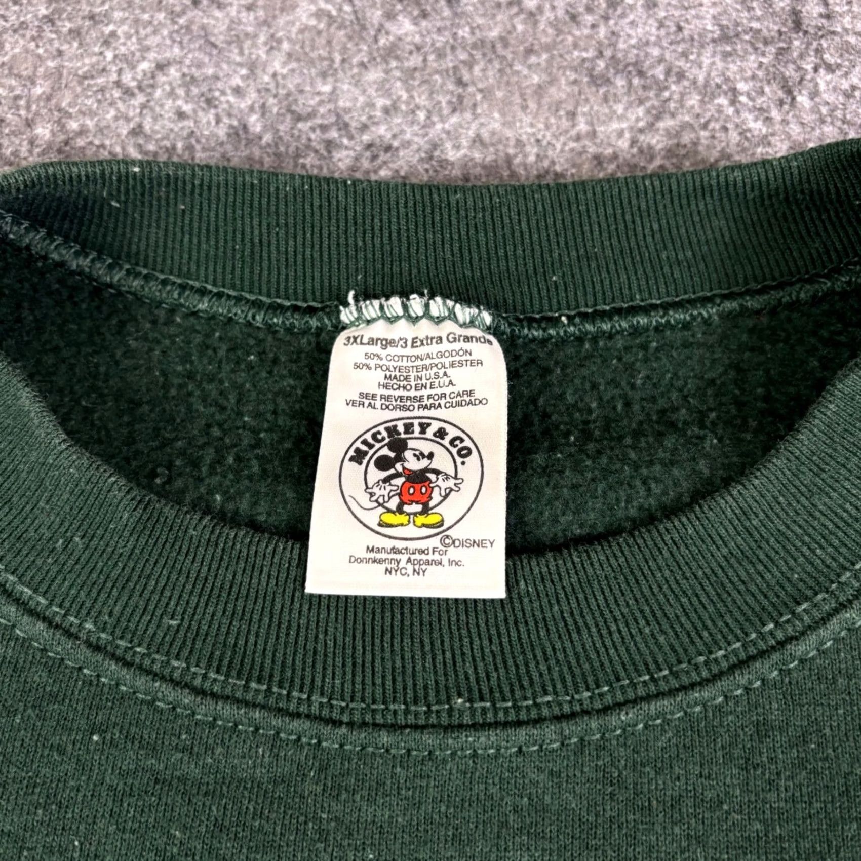 Mickey & Co. VINTAGE Mickey & Co Disney Sweatshirt 3XL Green Embroidered Crew Neck Giant Graphic Print Men Mens Size US XXL / EU 58 / 5 - 5 Thumbnail