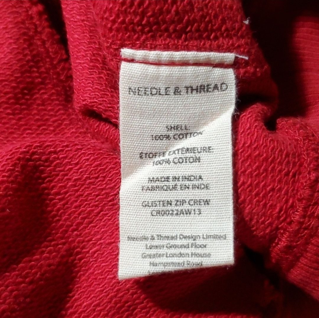 Other Needle & Thread S/M Sweatshirt Glisten Zip Crew Red Cotton Size S / US 4 / IT 40 - 8 Thumbnail
