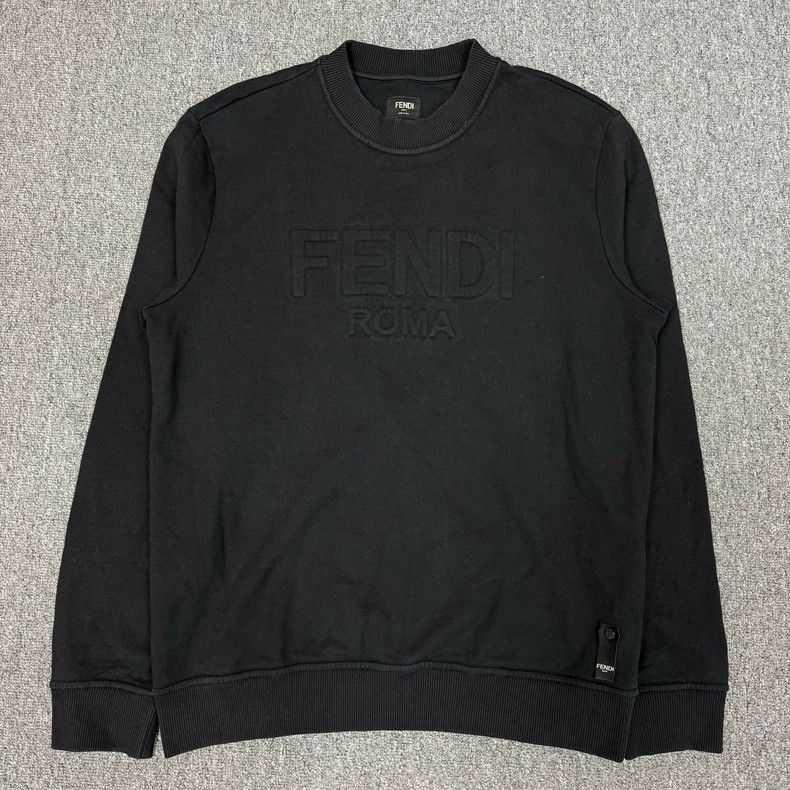 Fendi Fendi Black Logo Embossed Long Sleeve Sweatshirt Size US L / EU 52-54 / 3 - 1 Thumbnail