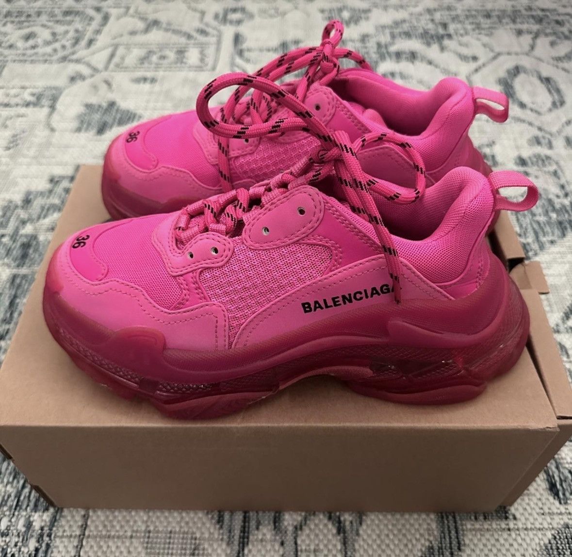 Balenciaga Balenciaga Fabric Mesh Clear Sole Triple S Sneakers Size US 6 / IT 36 - 1 Thumbnail