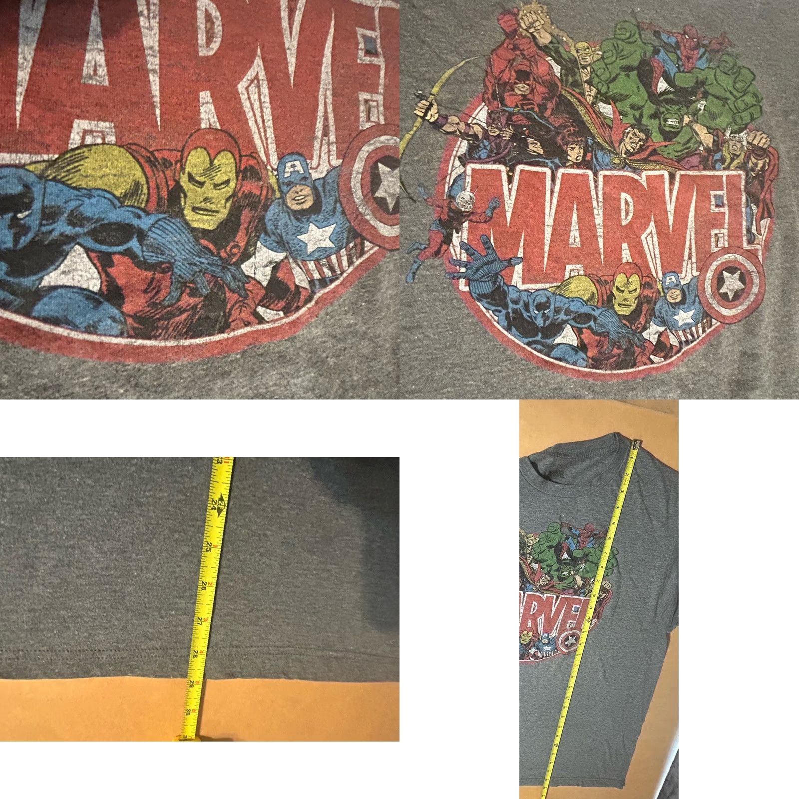 Vintage Marvel Avengers Shirt Men XL Heather Gray Crew Neck Graphic Tee Logo Short Sleeve Cartoon Comics Movie Men Size US XL / EU 56 / 4 - 9 Thumbnail