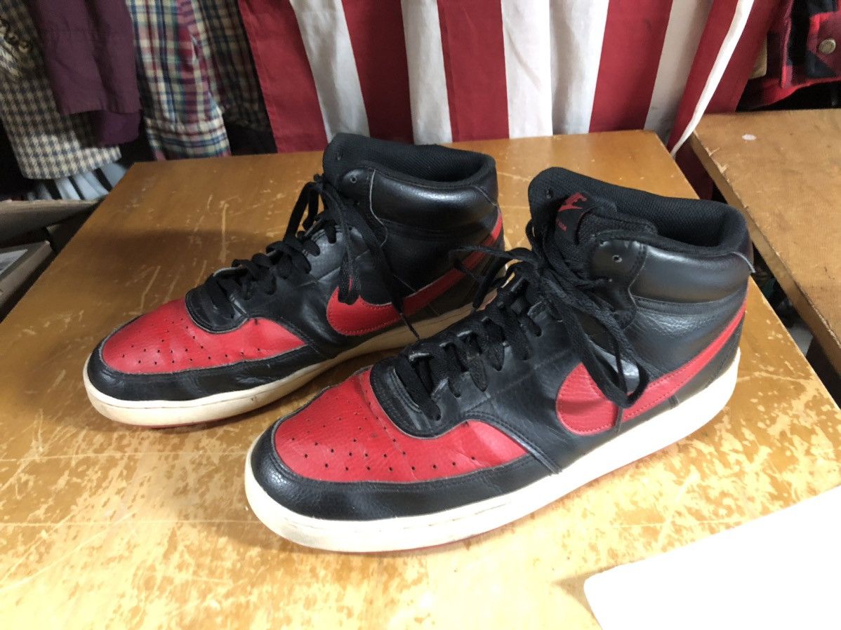 Nike Nike Court Vision Mid Bred Black University Red White Used Size US 11 / EU 44 - 4 Thumbnail