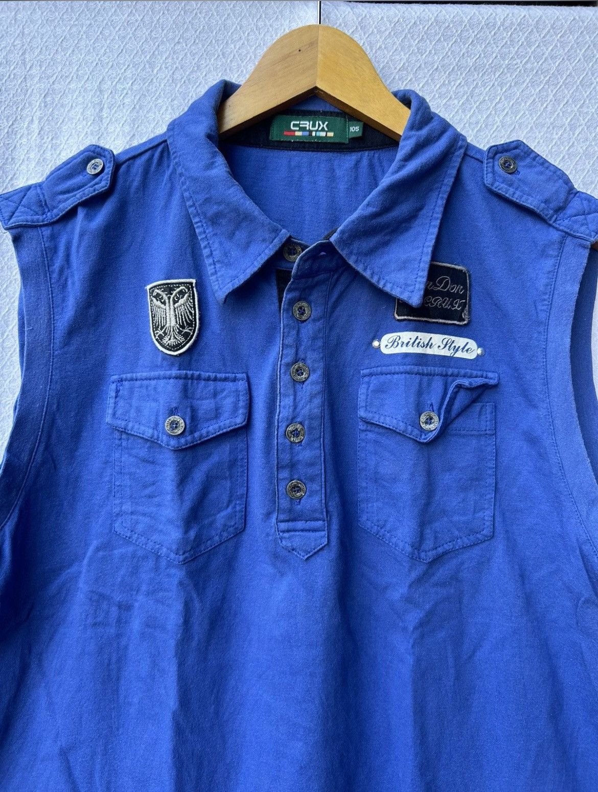Japanese Brand Crux london patched vest shirt Size US M / EU 48-50 / 2 - 4 Thumbnail