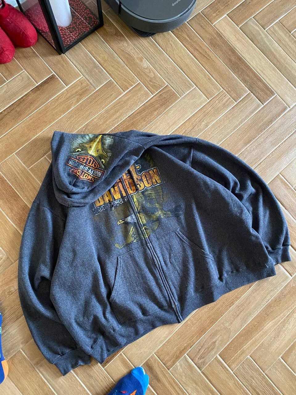Harley Davidson × Vintage Vintage Harley Davidson Big Logo Zip Up Boxy Fit Hoodie 2012 Size US XXL / EU 58 / 5 - 2 Thumbnail