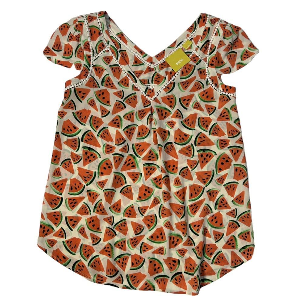 Designer Anthropologie l Maeve Picnic Days Watermelon Top 0 Size XS / US 0-2 / IT 36-38 - 2 Thumbnail