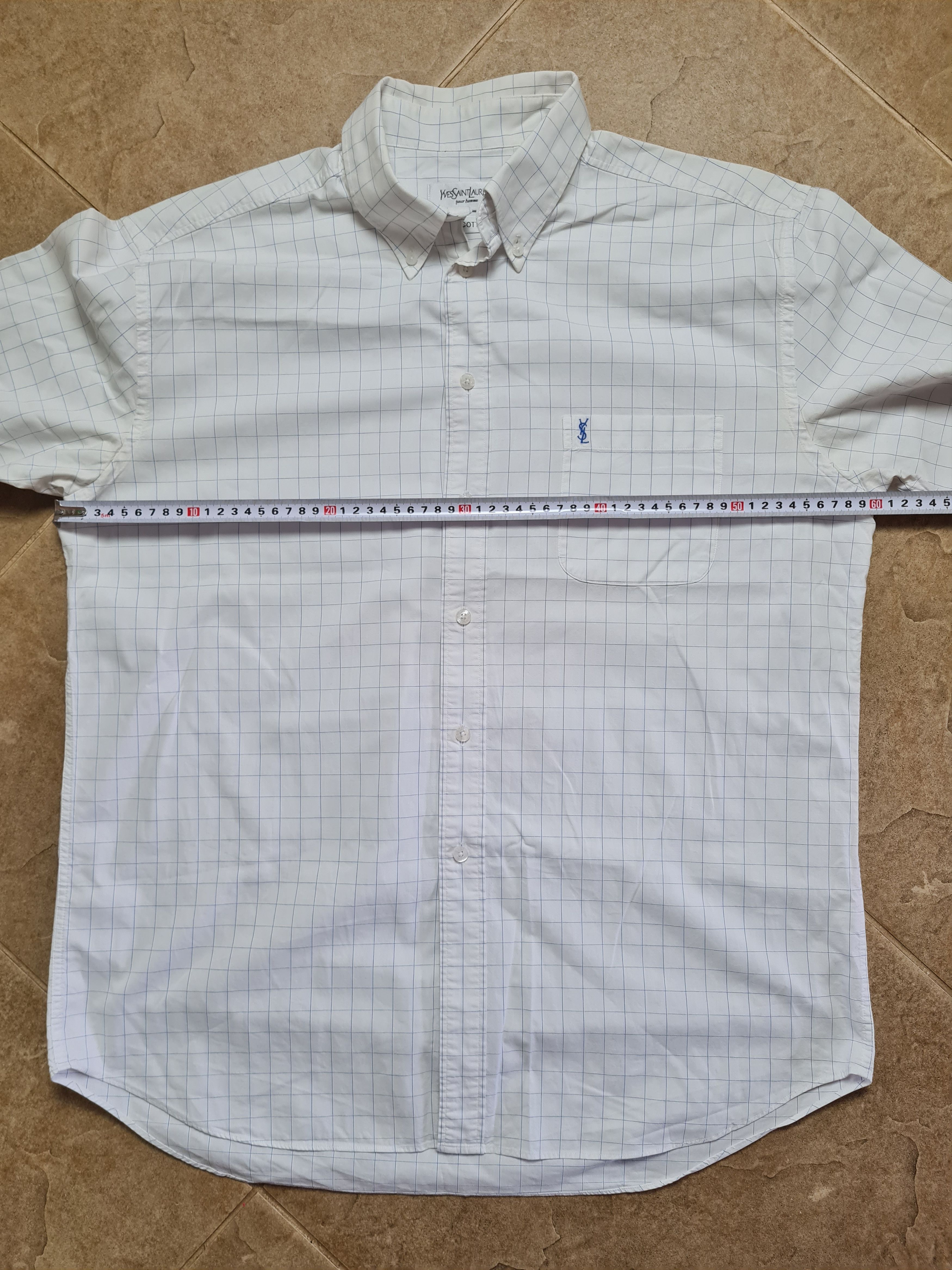 Yves Saint Laurent Yves Saint Laurent YSL Short Sleeve Plaid Check Shirt White Size US L / EU 52-54 / 3 - 10 Thumbnail