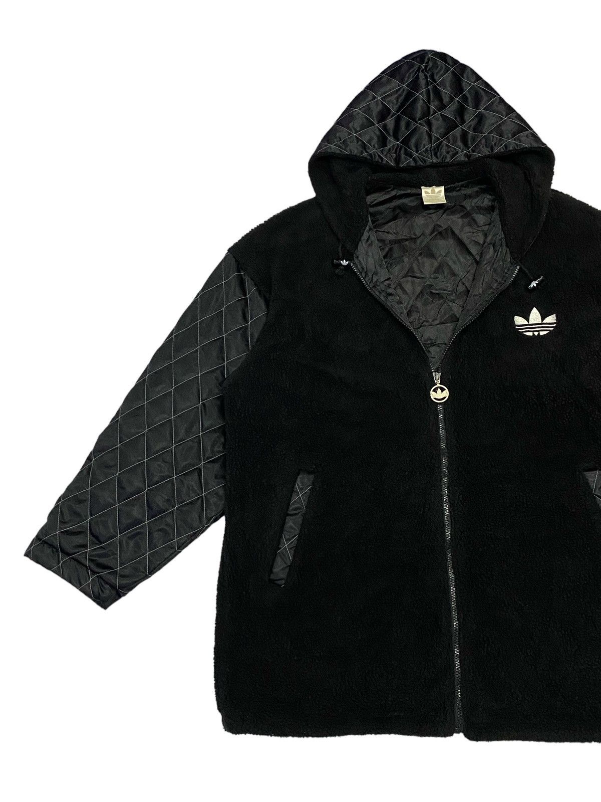 Adidas × Descente × Vintage Vintage 90s Adidas Trefoil Big Logo Pile Fleece Hoodie Size US L / EU 52-54 / 3 - 20 Thumbnail