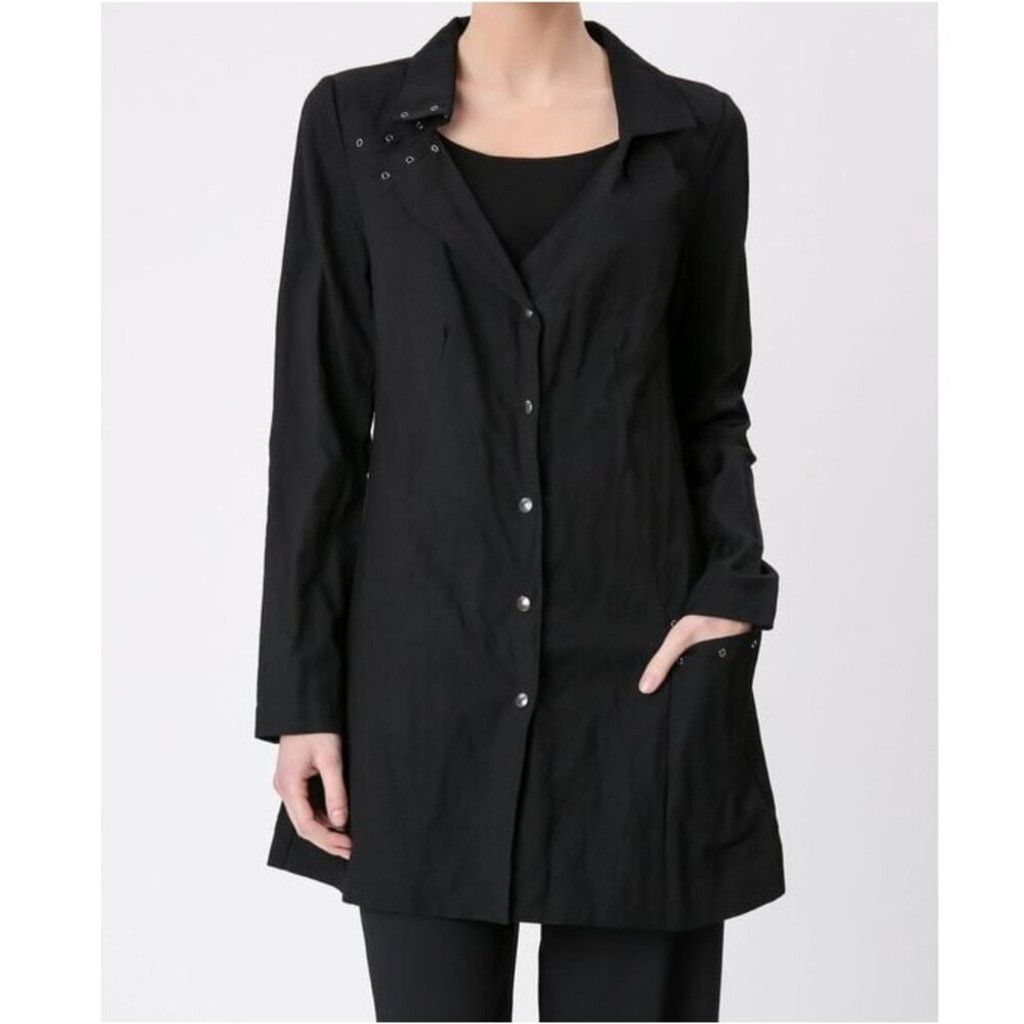 Sarah Pacini SARAH PACINI Button Down Eyelets Long Sleeve Green Coat FLAW Size S / US 4 / IT 40 - 2 Thumbnail