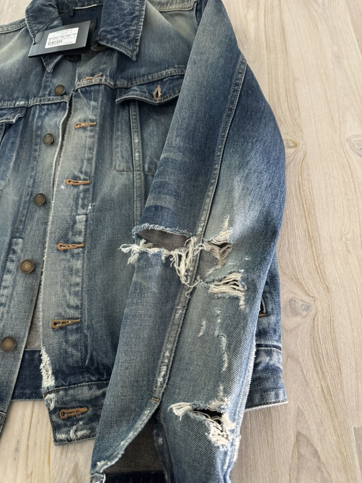 Saint Laurent Paris NWT Saint Laurent Destroyed Denim Jacket Size US M / EU 48-50 / 2 - 10 Thumbnail