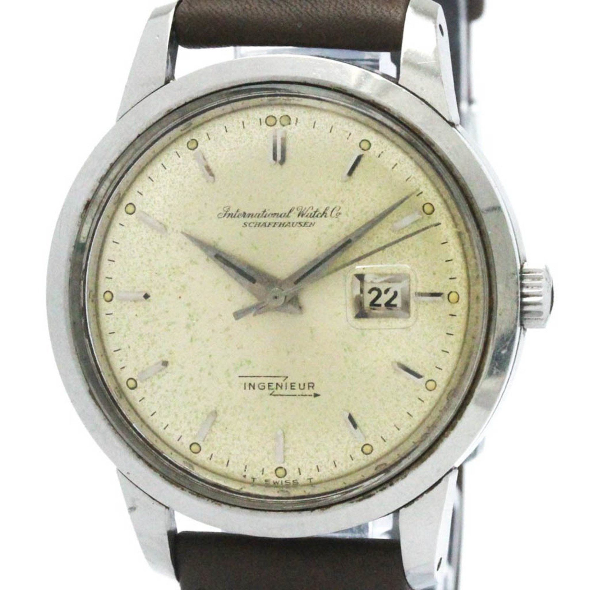 image of Iwc Schaffhausen Vintage Iwc Ingenieur Cal C.8531 Steel Leather Automatic Mens Watch Bf570033 in Si