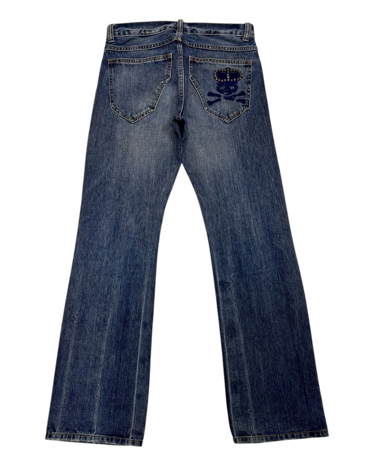 If Six Was Nine Vintage Skulls Ripped Japanese Denim Flare Jeans PPFM style Size US 32 / EU 48 - 2 Thumbnail