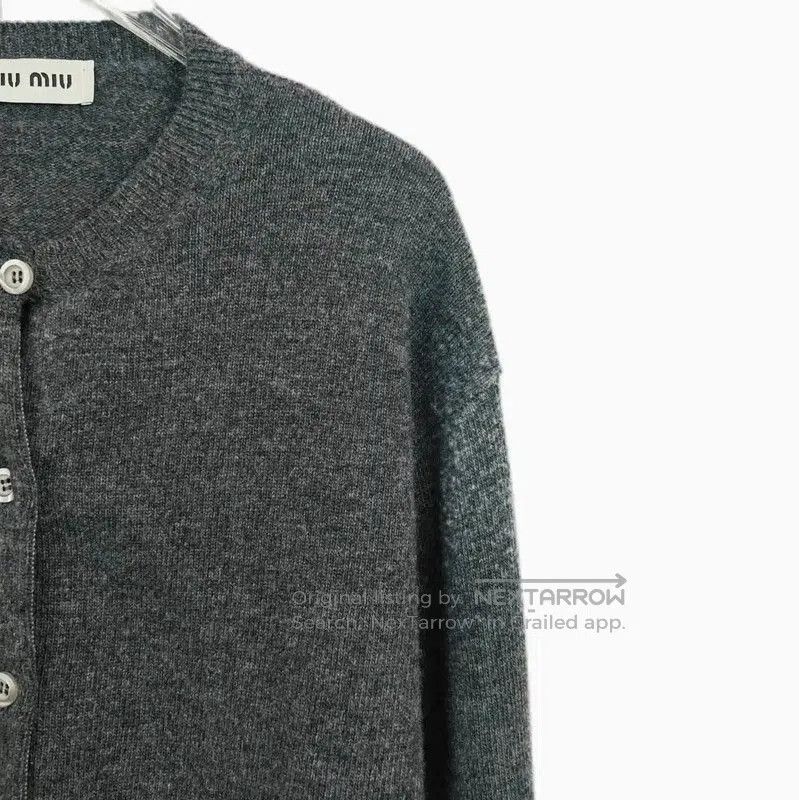 Miu Miu Miu Miu Gray Cotton Long Sleeve Sweater . Size M / US 6-8 / IT 42-44 - 3 Thumbnail
