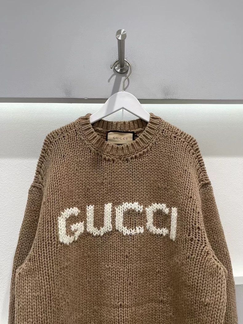 Gucci Gucci Khaki logo wool sweater 2501-Nextarrow Size US XL / EU 56 / 4 - 3 Thumbnail