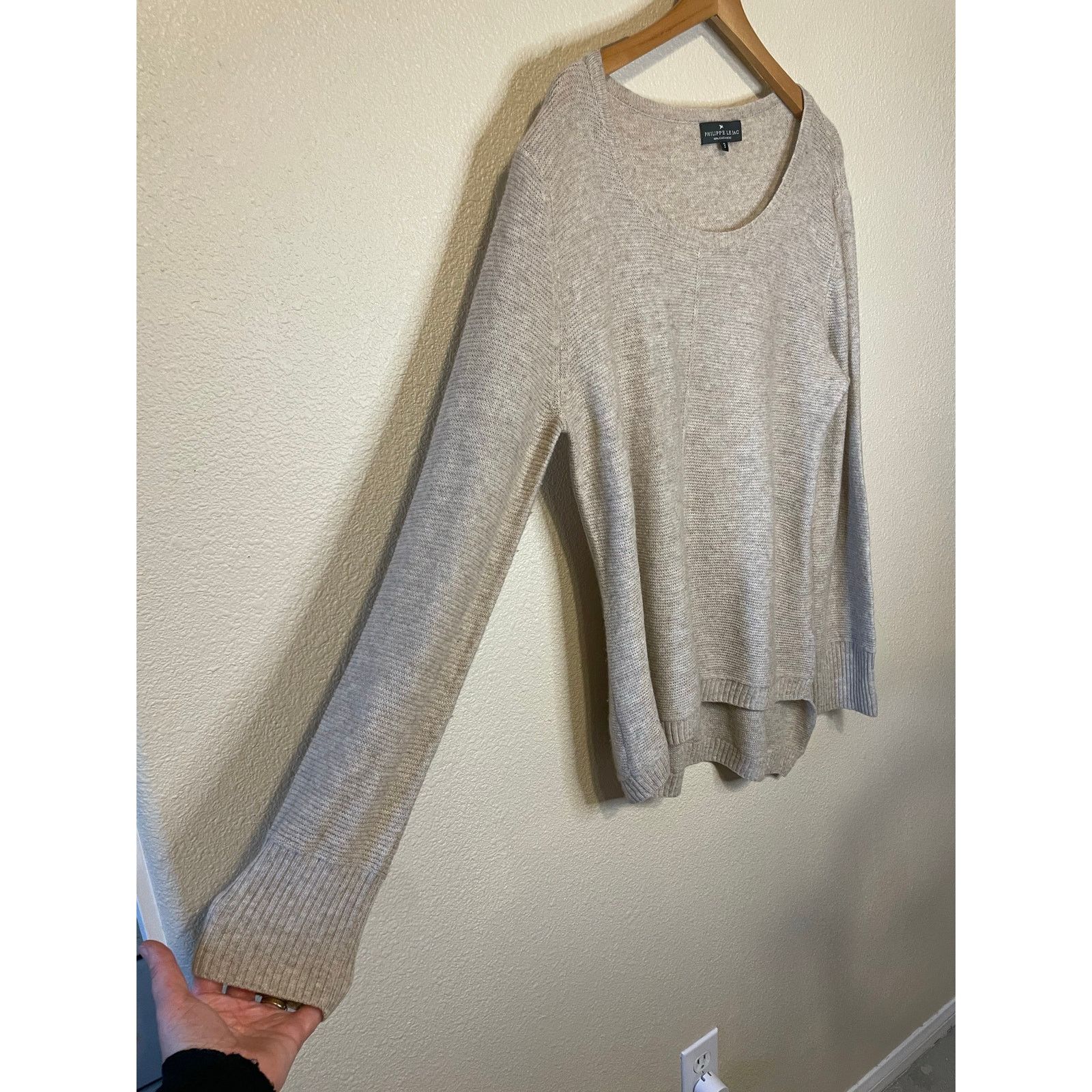 Other Philippe Le Bac Cashmere Gray Asymmetrical Hem Knit Sweater Size L / US 10 / IT 46 - 14 Thumbnail