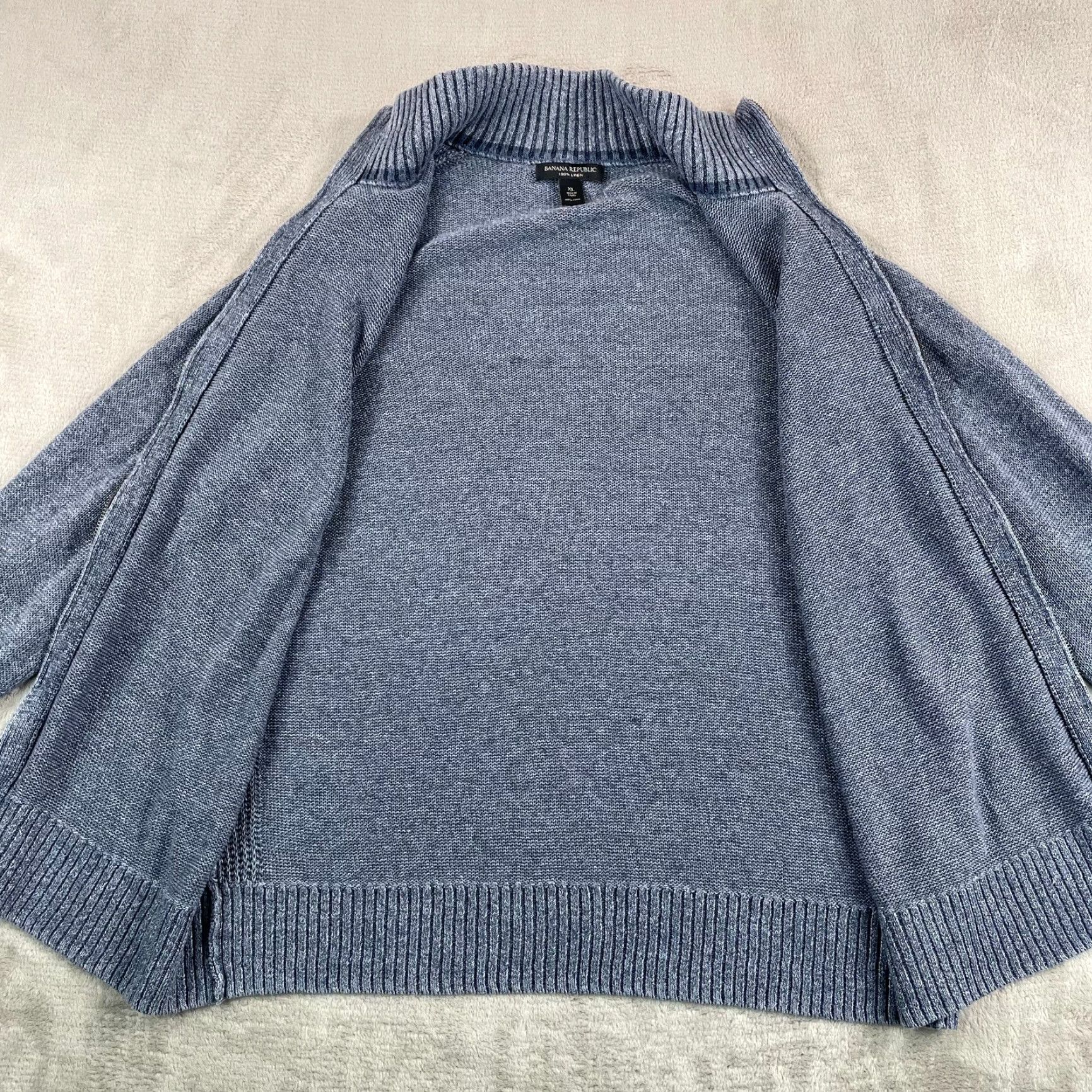 Banana Republic Banana Republic Jacket Men XL Blue Knit Mock Neck Full Zip Linen Bomber Preppy Casual Size US XL / EU 56 / 4 - 3 Thumbnail