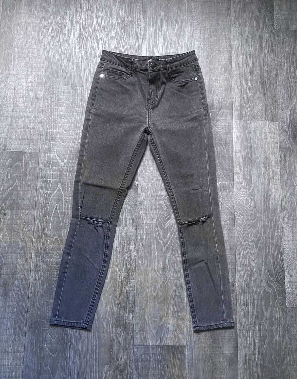 Obey Women’s Obey Worldwide Torn Distress Gray Cotton Jeans Denim Size 26" / US 2 / IT 38 - 2 Thumbnail