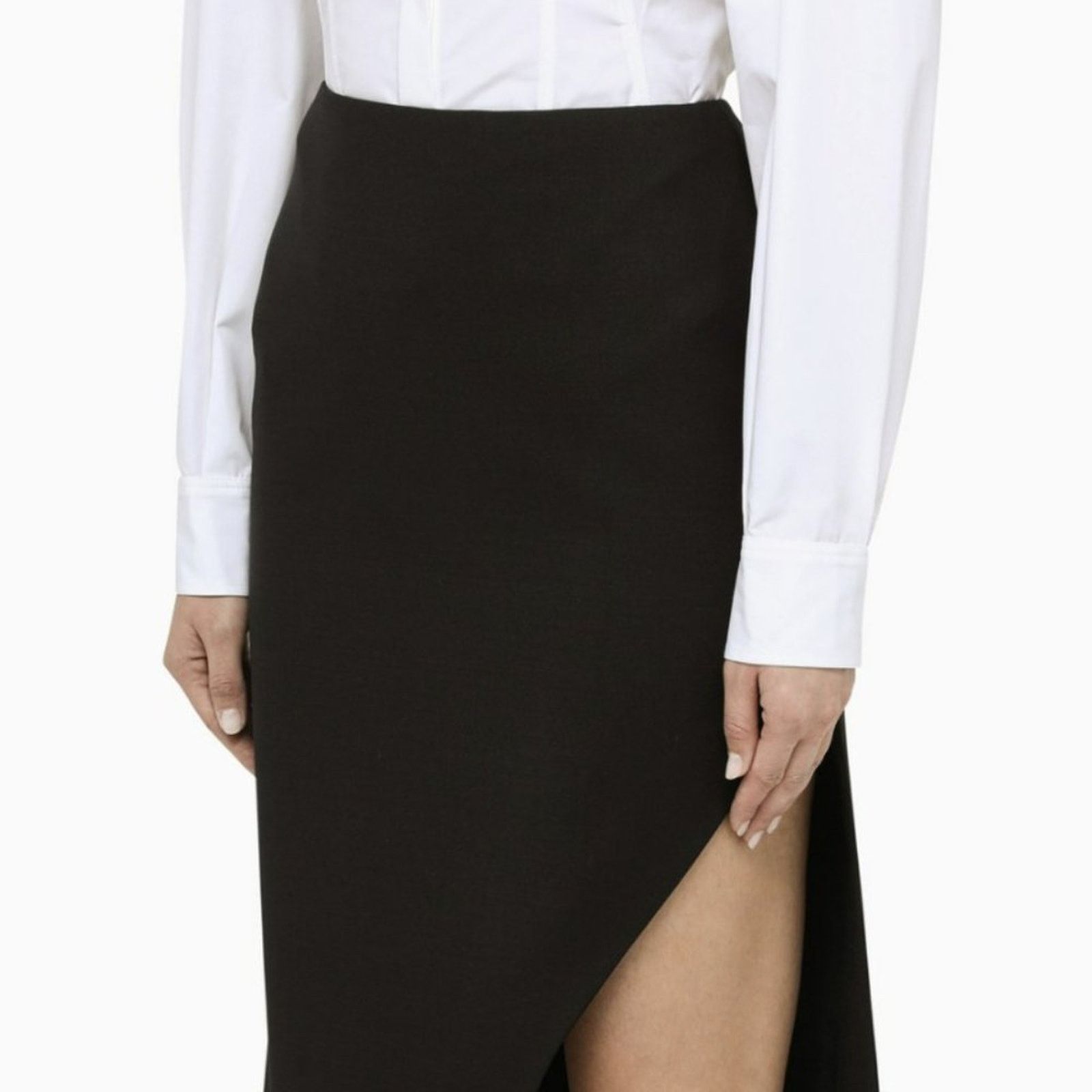 Alexander McQueen Alexander McQueen Wool Mohair slit asymmetric hem skirt 42 6 Size 28" / US 6 / IT 42 - 2 Thumbnail