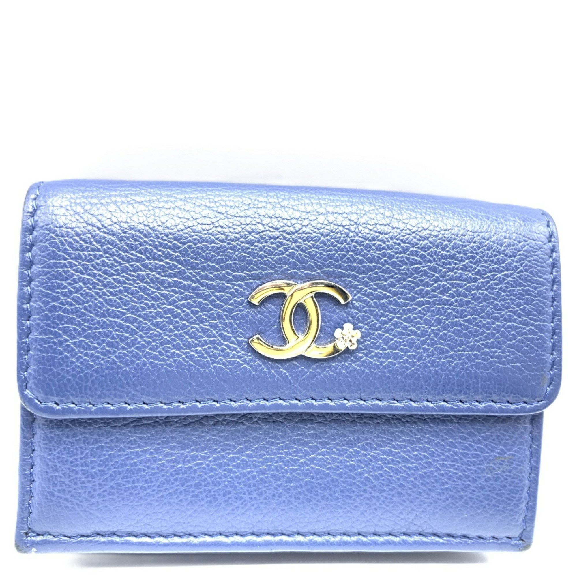 Chanel Chanel Lucky Flower Navy Women's Leather Small Wallet A81651 Tri-fold 27th Series CHANEL Size ONE SIZE - 1 Thumbnail