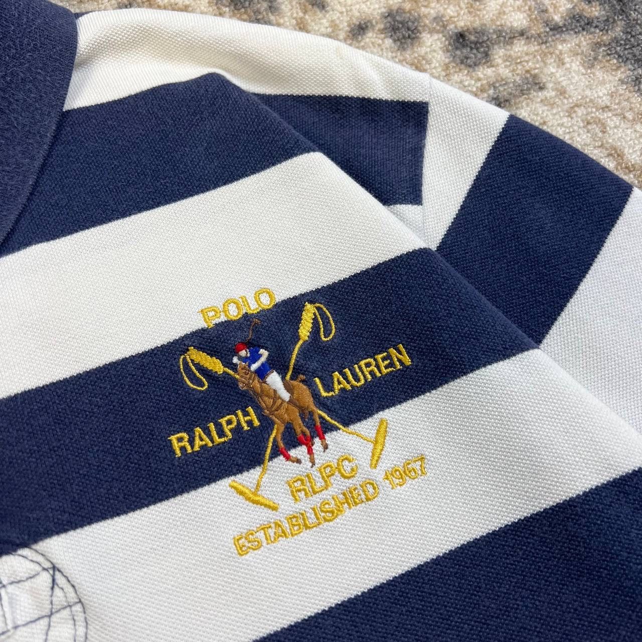 Polo Ralph Lauren Polo Ralph Lauren Big Logo Vintage Striped Rugby T-Shirt Size US XL / EU 56 / 4 - 4 Thumbnail