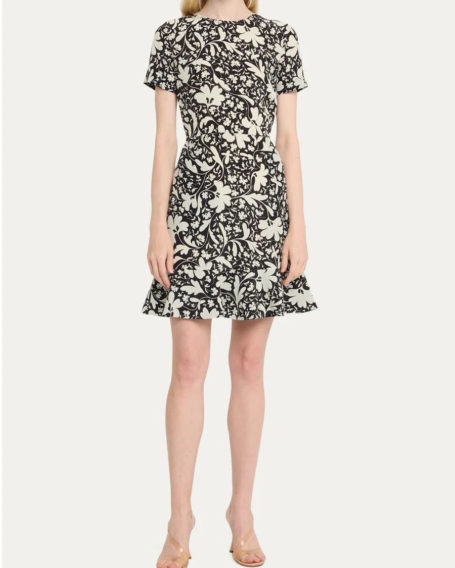 Stella McCartney o1s22i1n1024 Floral Silk Mini Dress in Black Size XS / US 0-2 / IT 36-38 - 2 Thumbnail