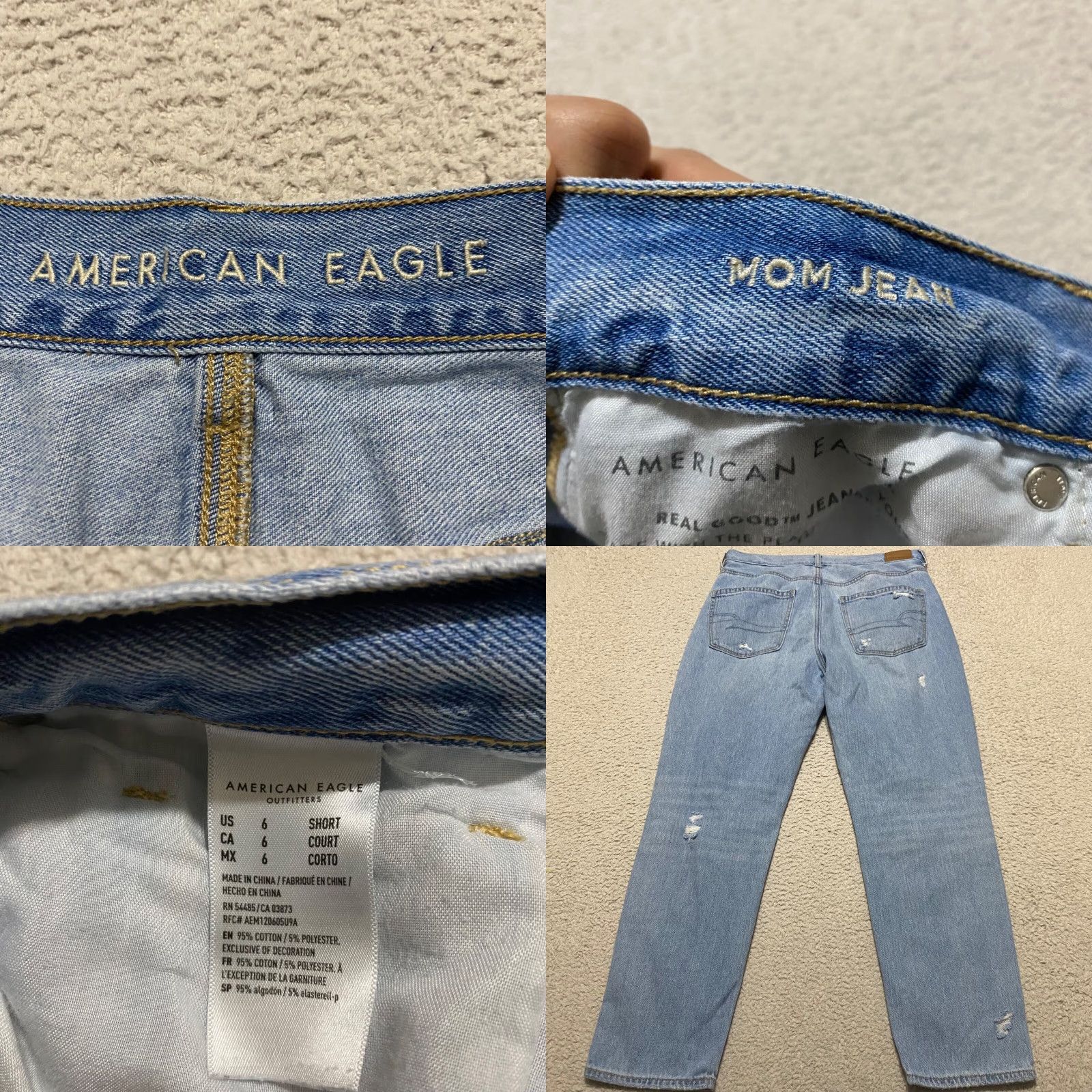 American Eagle Outfitters VINTAGE American Eagle Jeans Womens 6 Blue Denim Straight Distress High Rise Mom Size 28" / US 6 / IT 42 - 8 Thumbnail