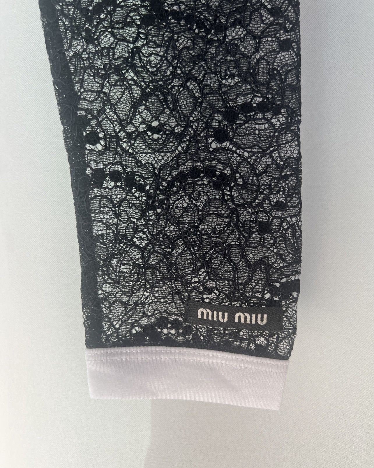 Miu Miu 🔥 Miu Miu logo long sleeeves tee lace cropped top Size M / US 6-8 / IT 42-44 - 6 Thumbnail