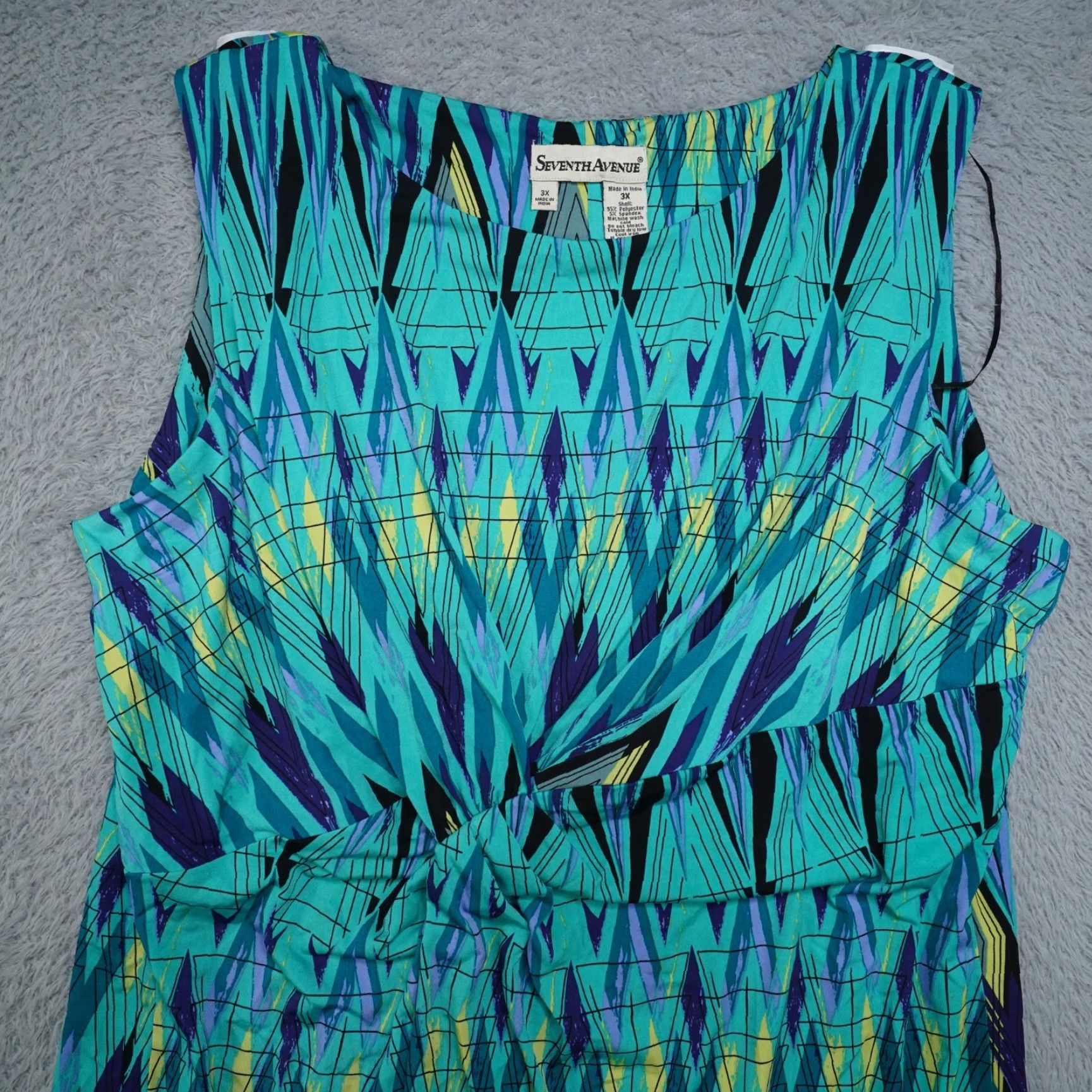 Avenue Seventh Avenue Dress Sz 3X Turquoise Blue Green Stretch Summer Formal Church Size XXL / US 16-18 / IT 52-54 - 3 Thumbnail