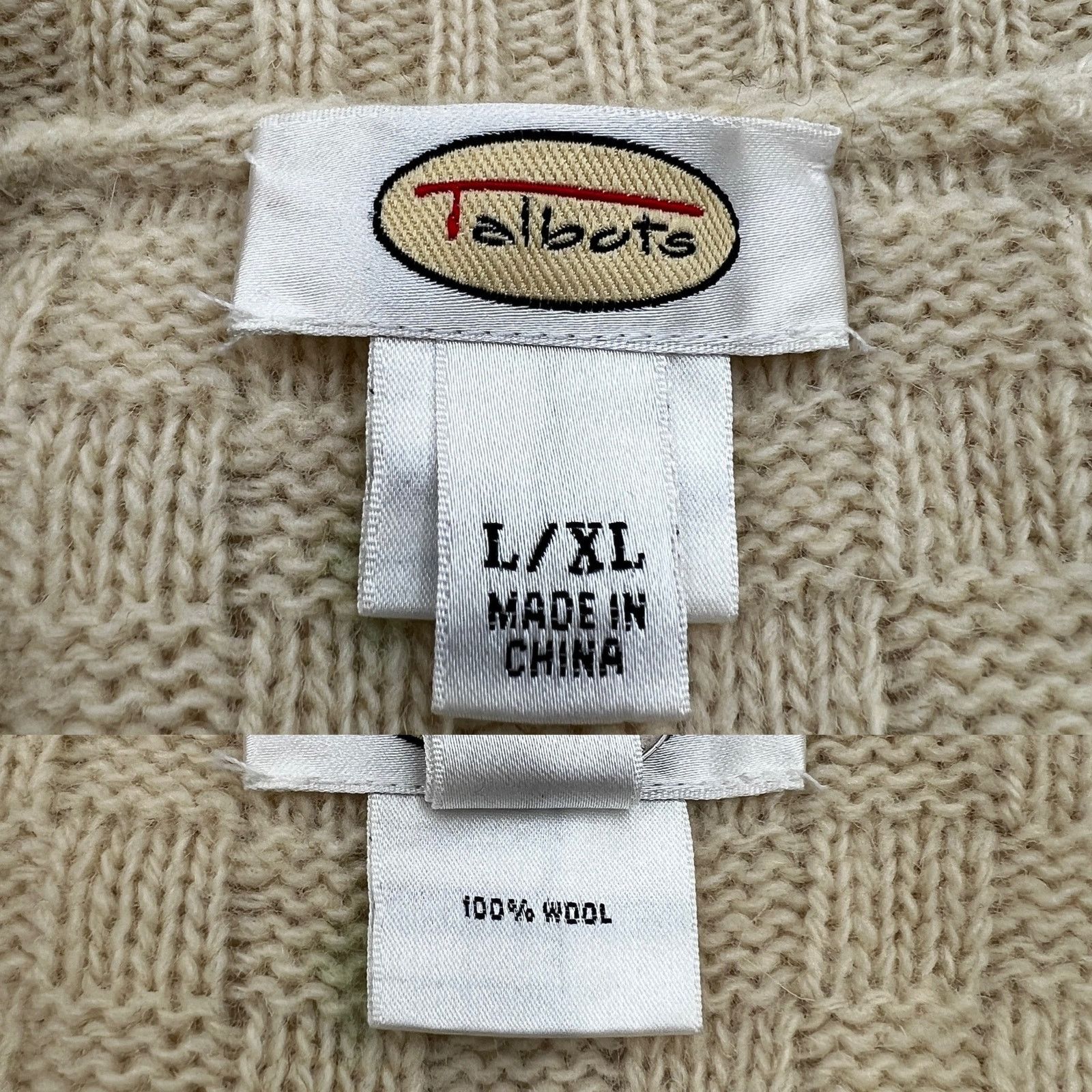 Vintage Vintage Talbots Ivory Wool Caplet Basketweave Knit Poncho Size ONE SIZE - 3 Thumbnail