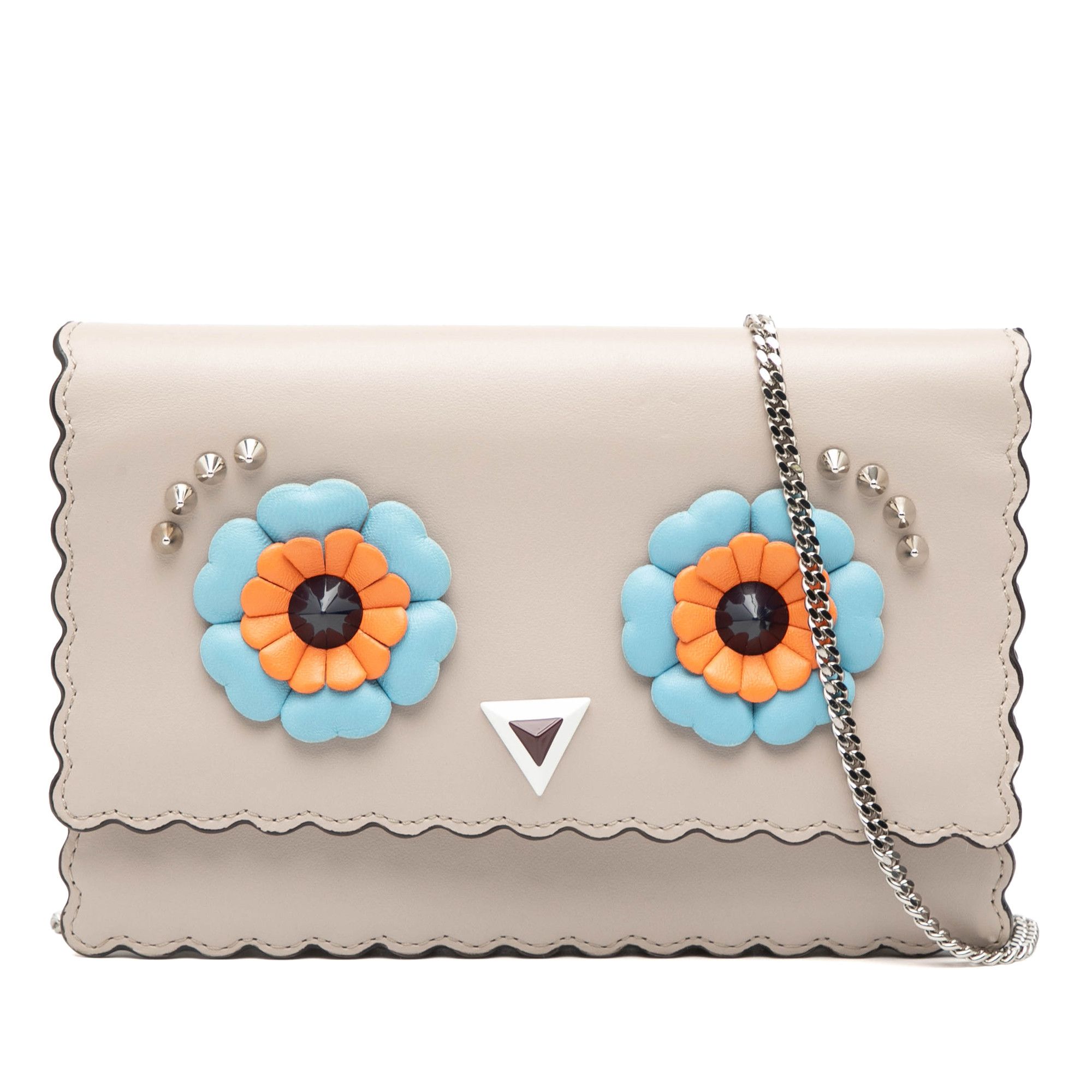 Fendi Fendi Leather Studded Monster Eyes Wallet on Chain Size ONE SIZE - 1 Thumbnail