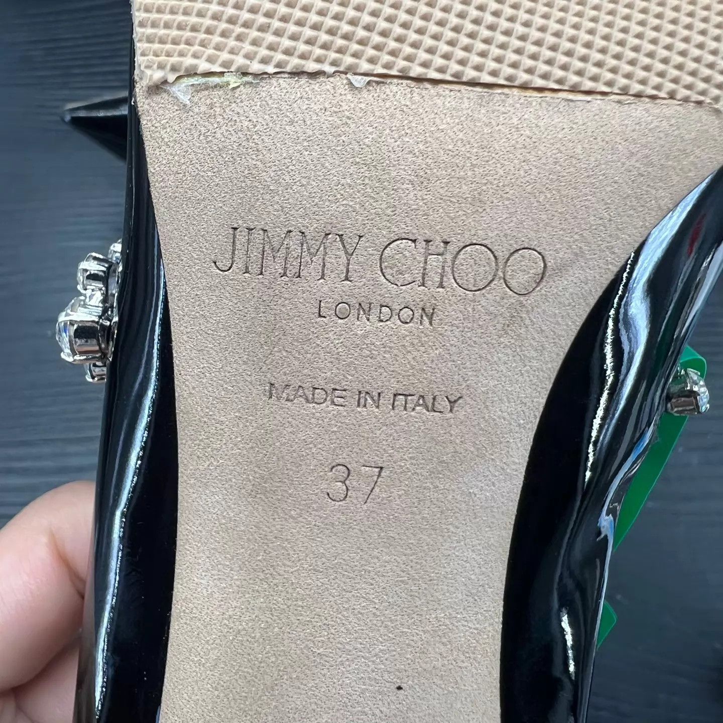 Jimmy Choo Jimmy Choo Bing Black Crystal Patent Leather Heels 37 new Size US 6.5 / IT 36.5 - 8 Thumbnail