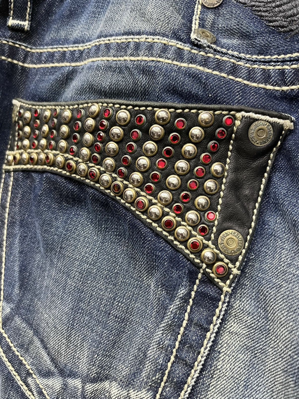 Robins Jeans × Vintage 🔥Vtg ROBIN’S JEANS Gemstone Studded Flare Jeans Made In USA Size US 37 - 12 Thumbnail