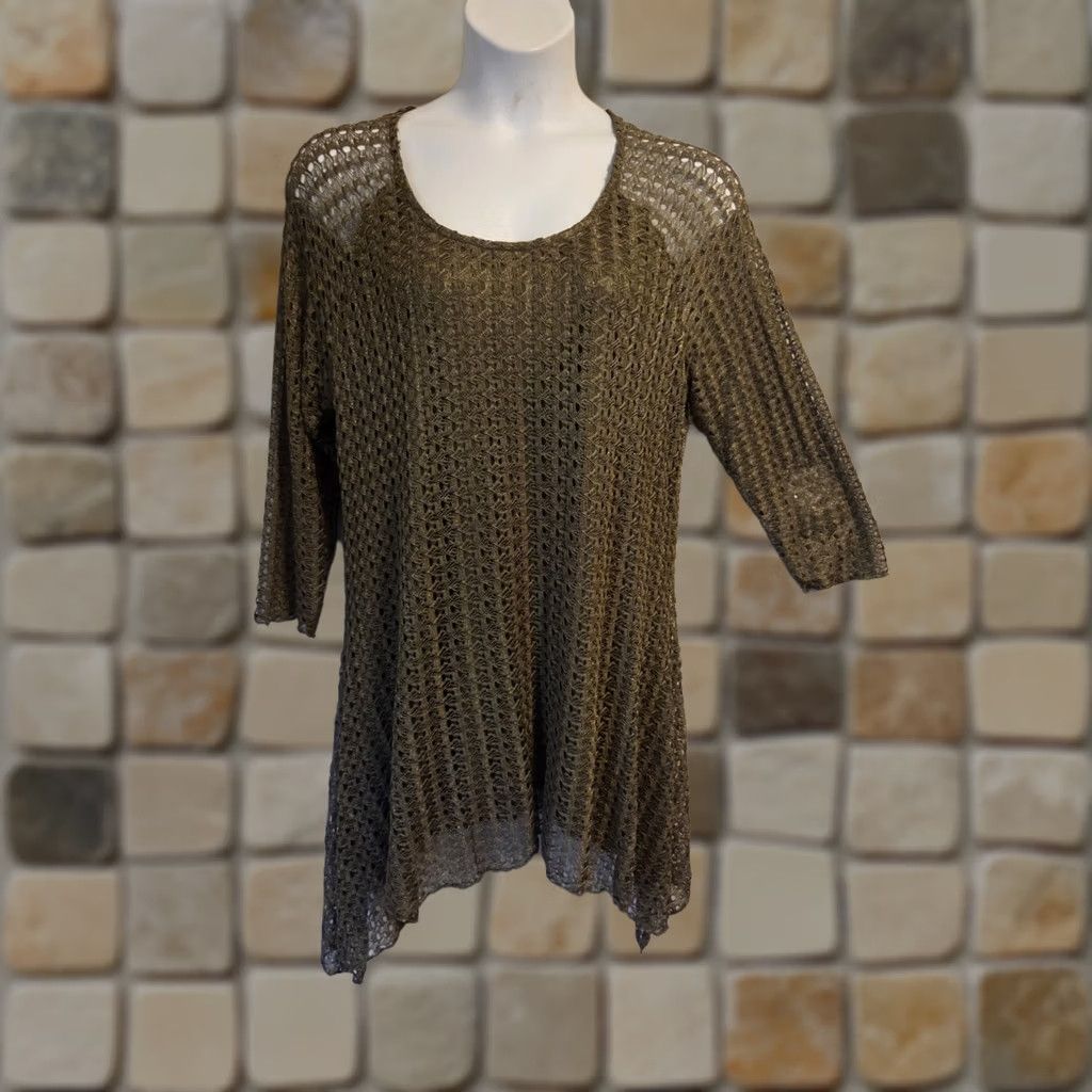 Vintage Indigo Soul Olive Green Crochet Overlay Asymmetrical Hem Dress Boho 2X XXL Women's Size XXL / US 16-18 / IT 52-54 - 1 Thumbnail
