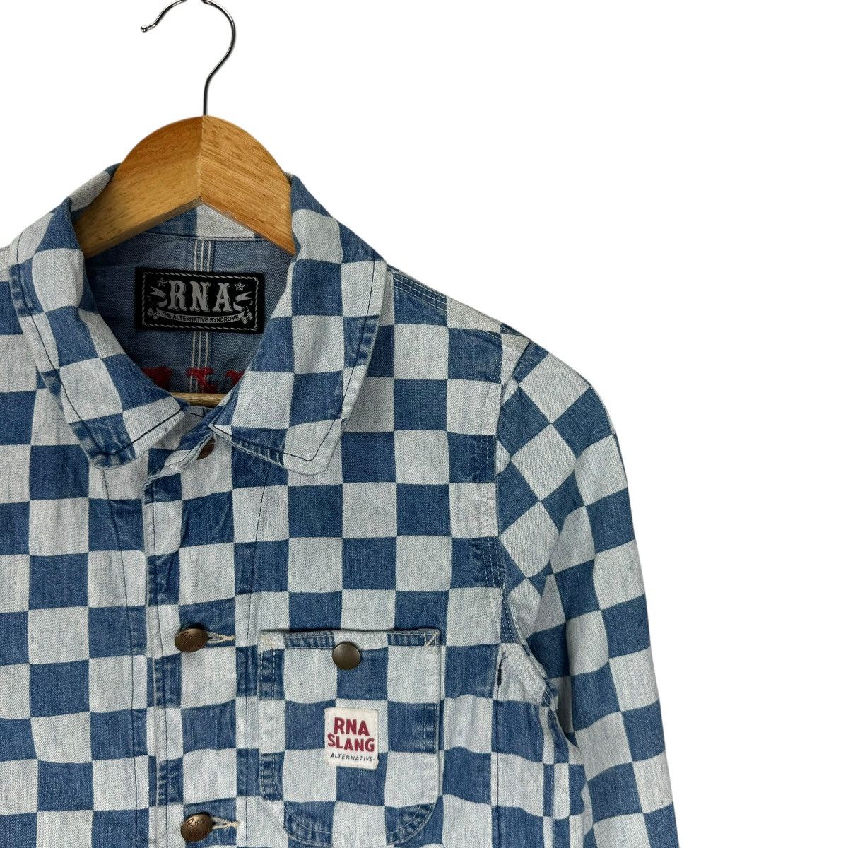 Designer × Japanese Brand ☀️RNA BLUE CHECK DENIM JACKET Size M / US 6-8 / IT 42-44 - 3 Thumbnail