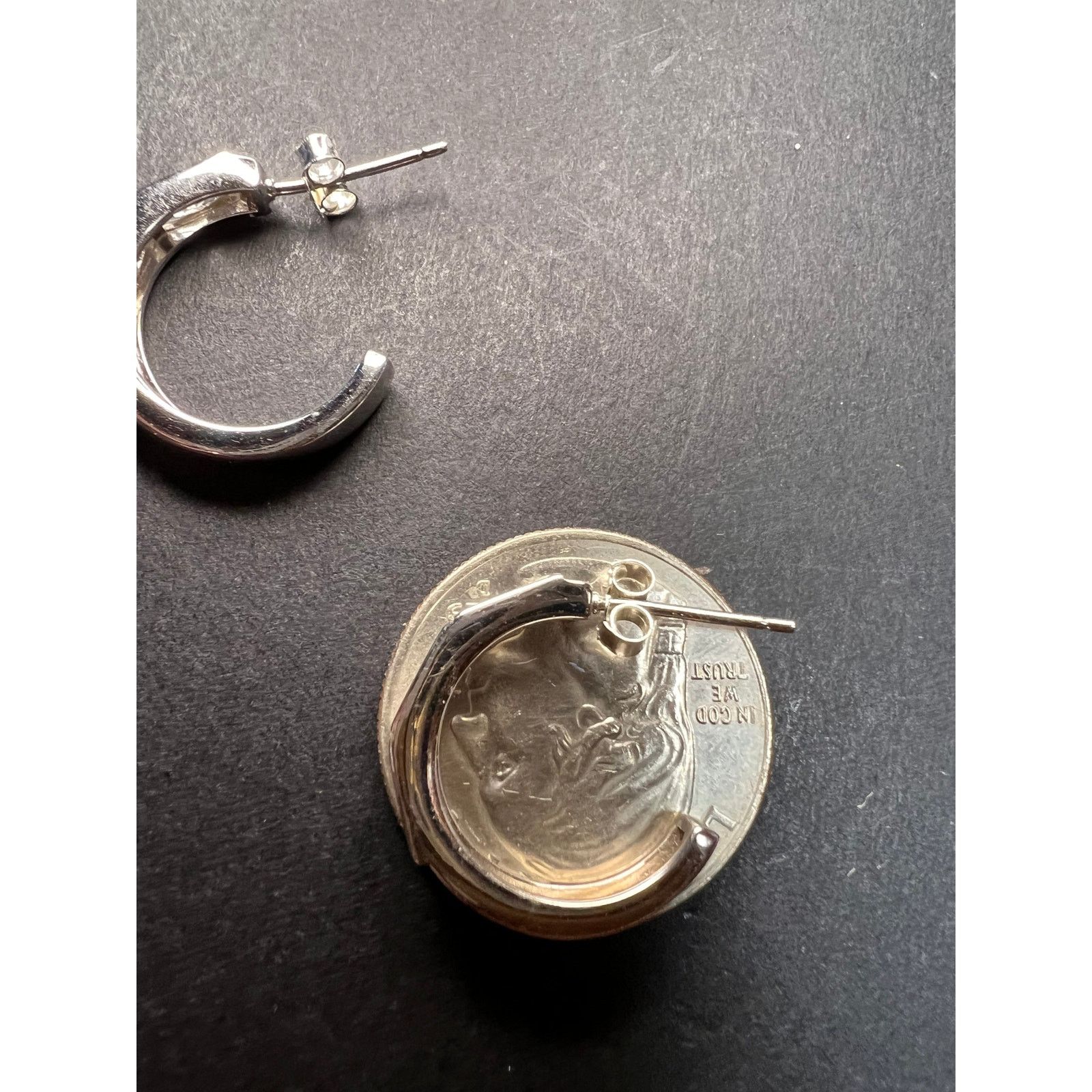 Other CZ half hoop earrings in sterling silver Size ONE SIZE - 6 Thumbnail