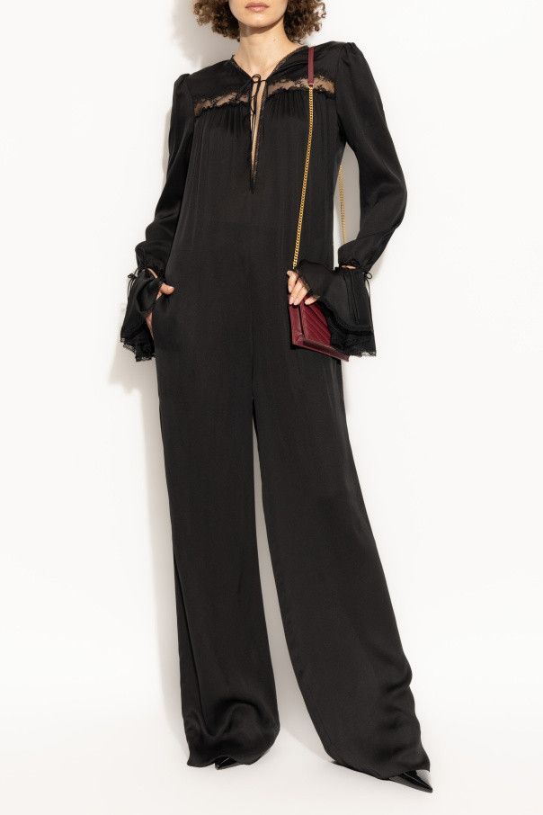 Saint Laurent Paris o1bcso1str1125 Combinaison Charmeuse De Soie in Black Size 27" / US 4 / IT 40 - 3 Thumbnail