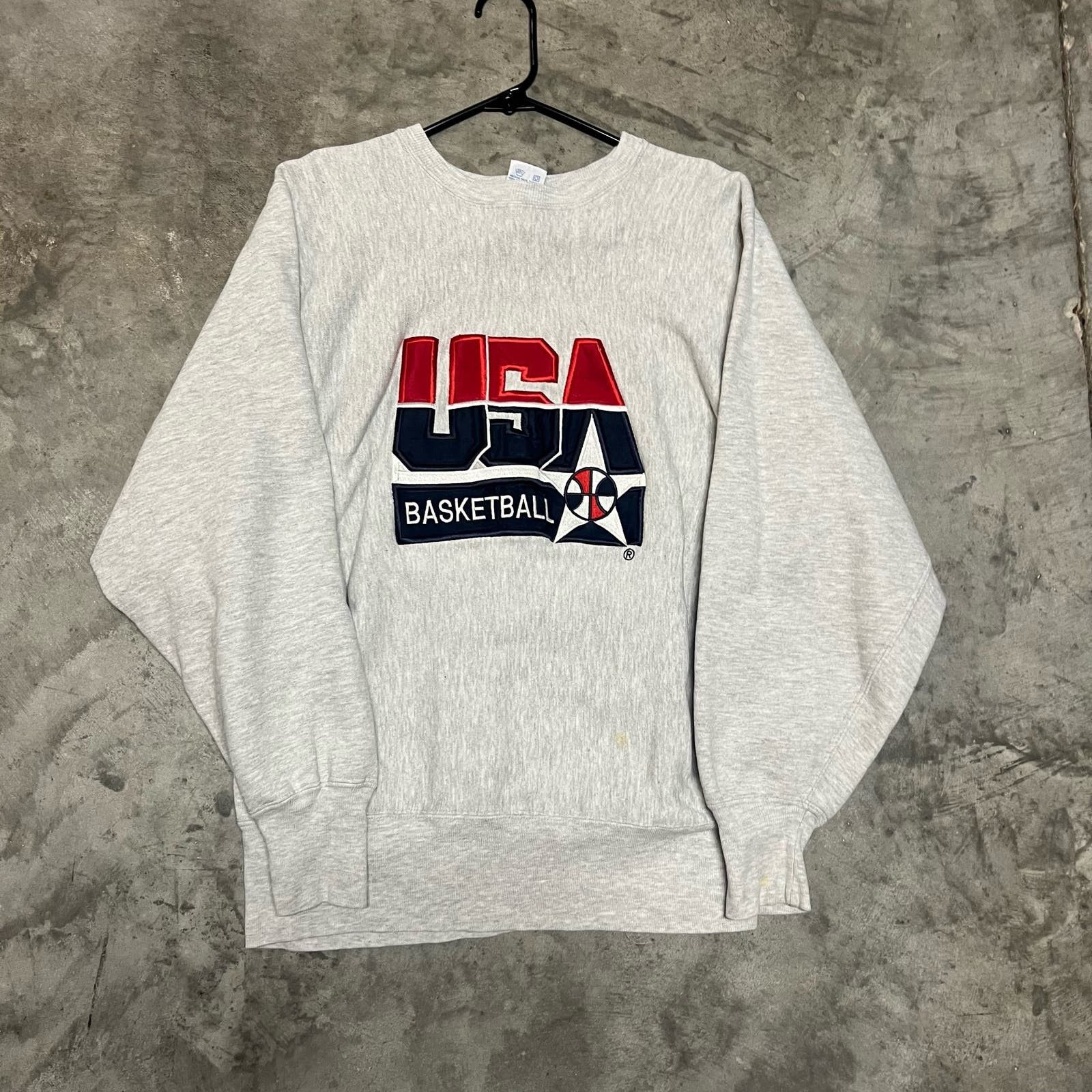 image of Champion Reverse Weave Usa Olympics Basketball Sweatshirt in White, Men's (Size Large)