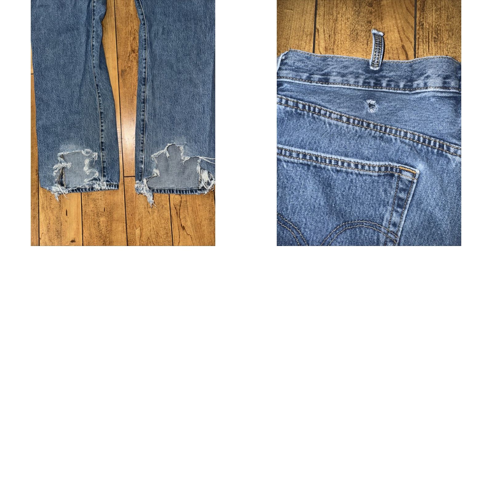 Levi's VINTAGE Levi’s 501 Jeans 36x33 Blue Distressed Button Fly Straight Leg Mens Size US 36 / EU 52 - 9 Thumbnail