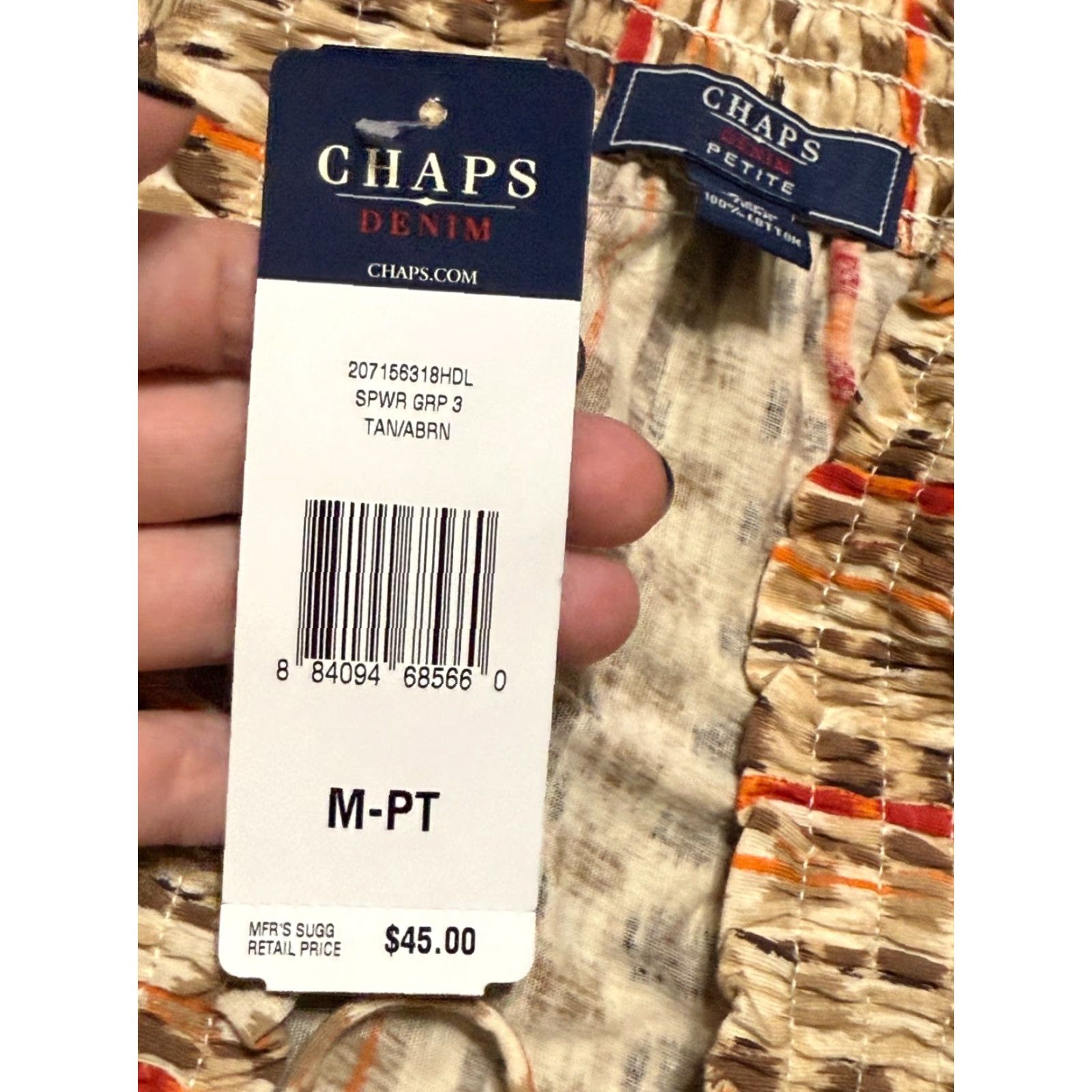 Chaps NWT CHAPS Shirt Women's Petite Medium Brown Red Orange Allover Print Size M / US 6-8 / IT 42-44 - 7 Thumbnail