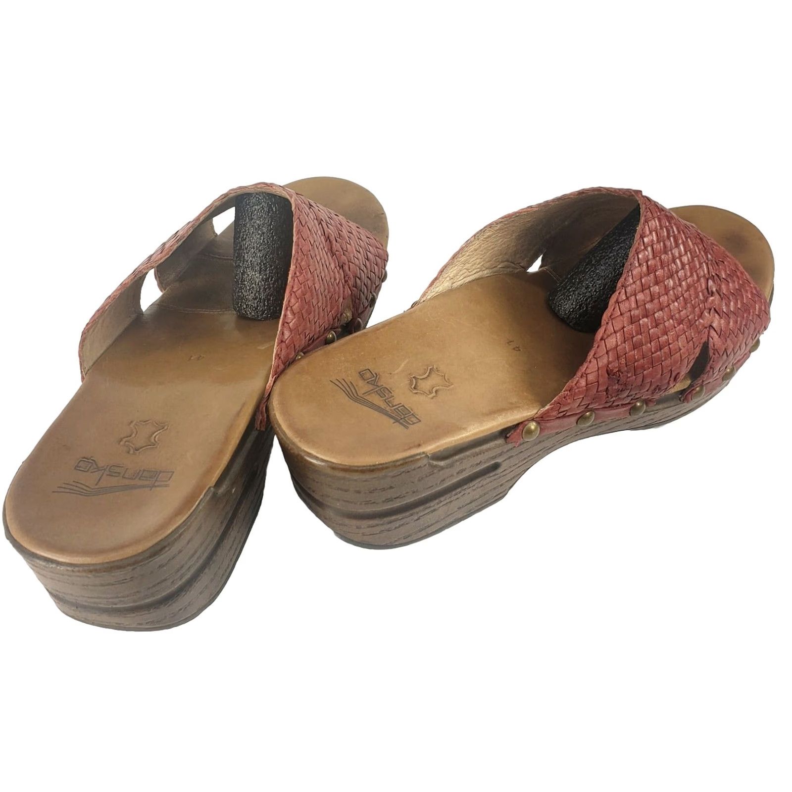 Dansko DANSKO Mila Woven Criss Cross Leather Slide Red Sandals Sz. 9.5-10 EU 41 Mens Womens Girls Boys Size US 9.5 / IT 39.5 - 4 Thumbnail