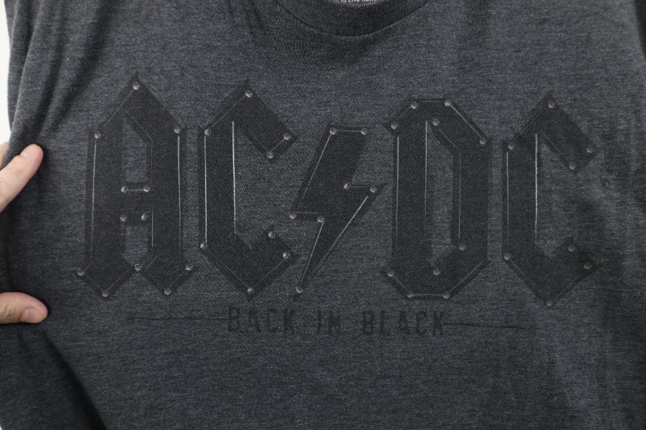 Vintage Retro Y2K Back In Black Tour ACDC Band Short Sleeve T-Shirt Size US L / EU 52-54 / 3 - 4 Thumbnail