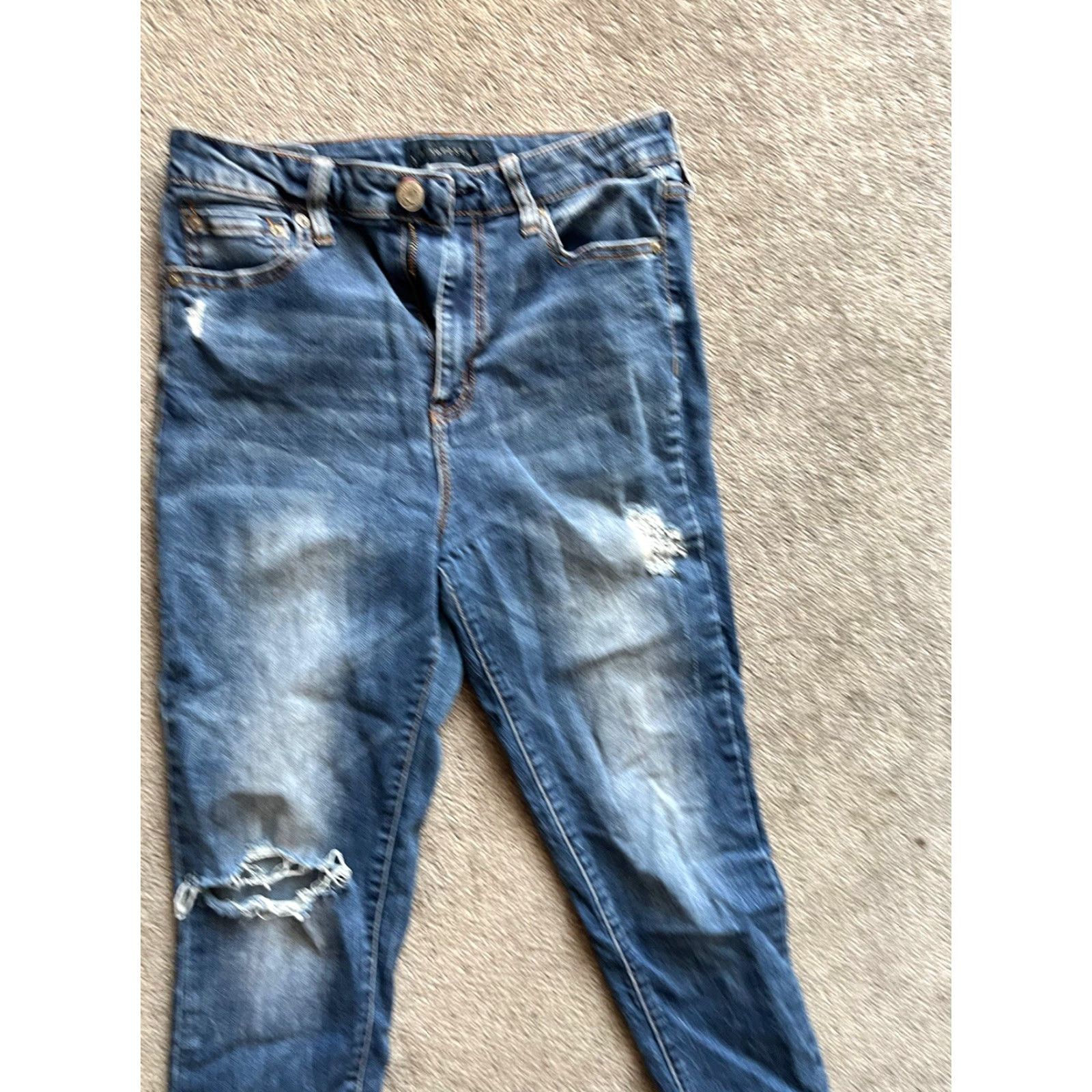 Vintage Aéropostale The Norma Jean Jeans Adult 8 Blue Denim Distressed Skinny Medium Wash 5-Pocket Zip Womens Size 30" / US 8 / IT 44 - 4 Thumbnail