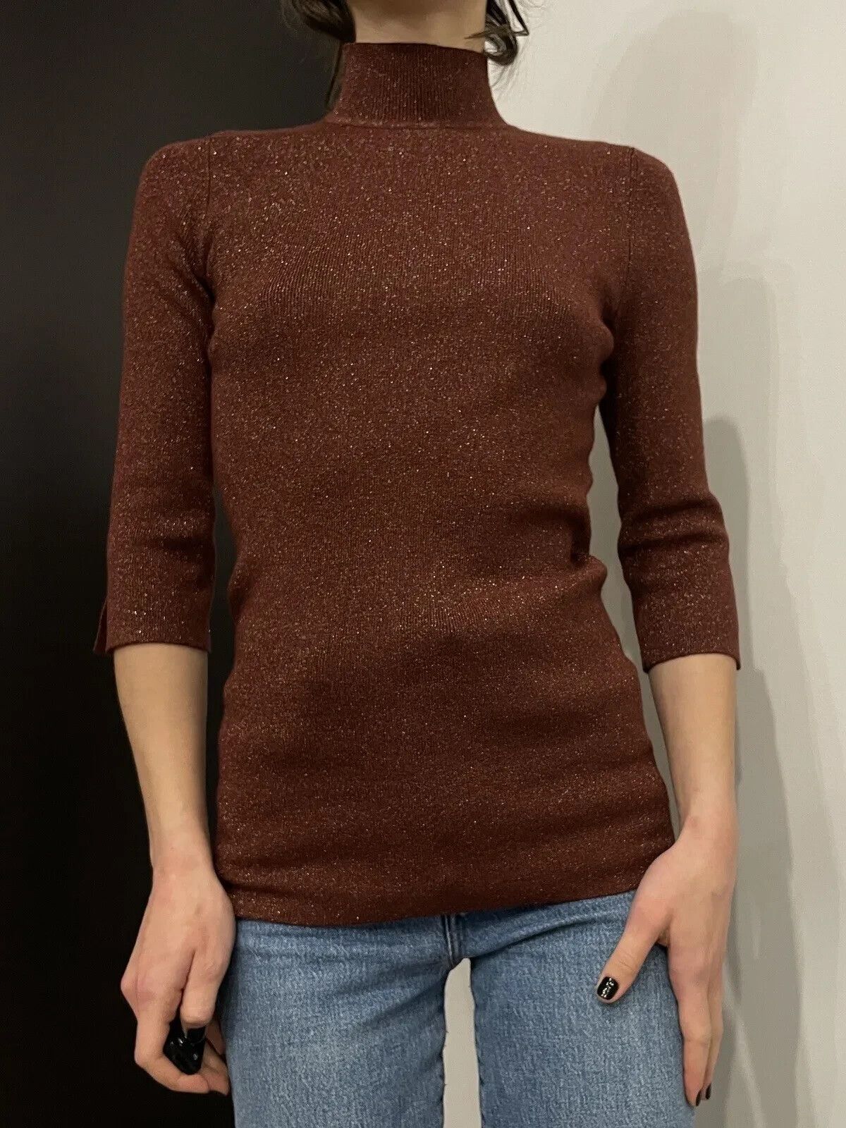 Essentiel Antwerp ESSENTIEL Antwerp Metal Turtle Neck Lurex Women 3/4 Sweater Size S / US 4 / IT 40 - 1 Thumbnail