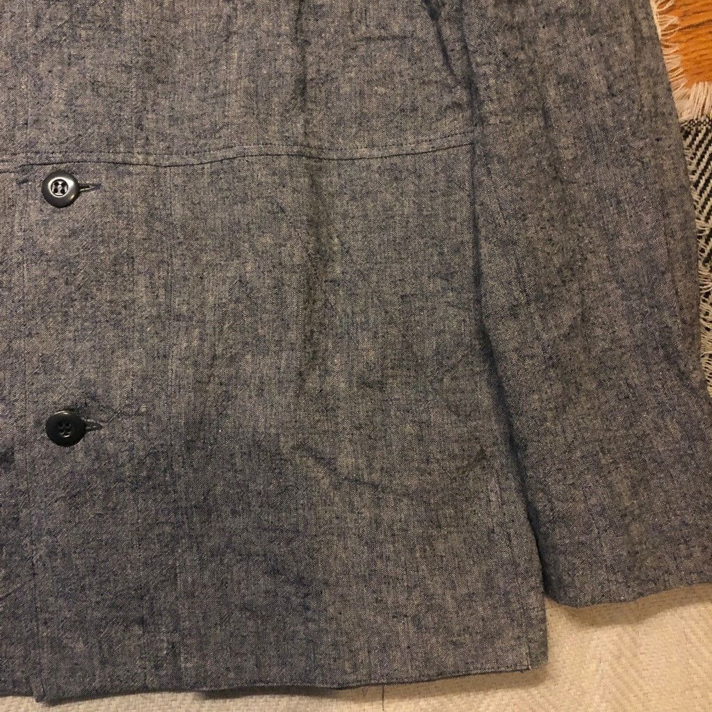 Frank Leder Work Jacket Grey Blue Textured Linen Chore - L NWT $490 Size US L / EU 52-54 / 3 - 10 Thumbnail