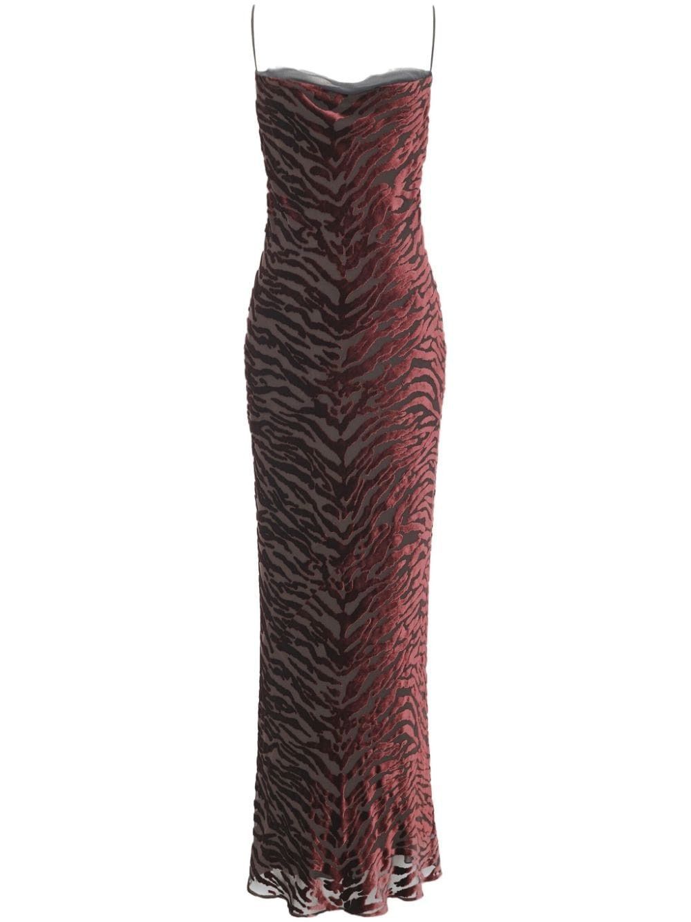 Saint Laurent Paris o1s1wg110625 753590 Cowl-Back Dress in Zebra Dévoré Velvet Size XS / US 0-2 / IT 36-38 - 1 Thumbnail
