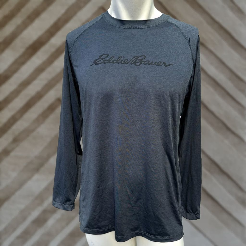 Eddie Bauer Rash Guard Shirt Mens Large Gray Long Sleeve Quick Dry Emt3043, Men's