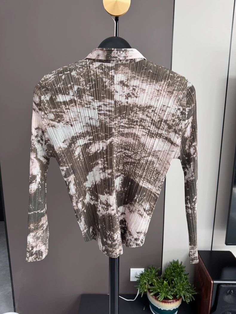Issey Miyake Issey Miyake size:3 Brown ink-wash mist button-down shirt Size S / US 4 / IT 40 - 2 Thumbnail
